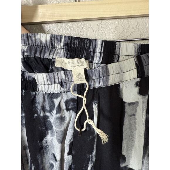 Flint & Moss Abstract Maxi Skirt Large Black White Gray Silky - Picture 2 of 5